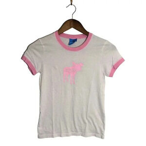 Great Republic Pink Ivory Bishop Designs Inc Moose Baby Ringer Tee Small Y2K
